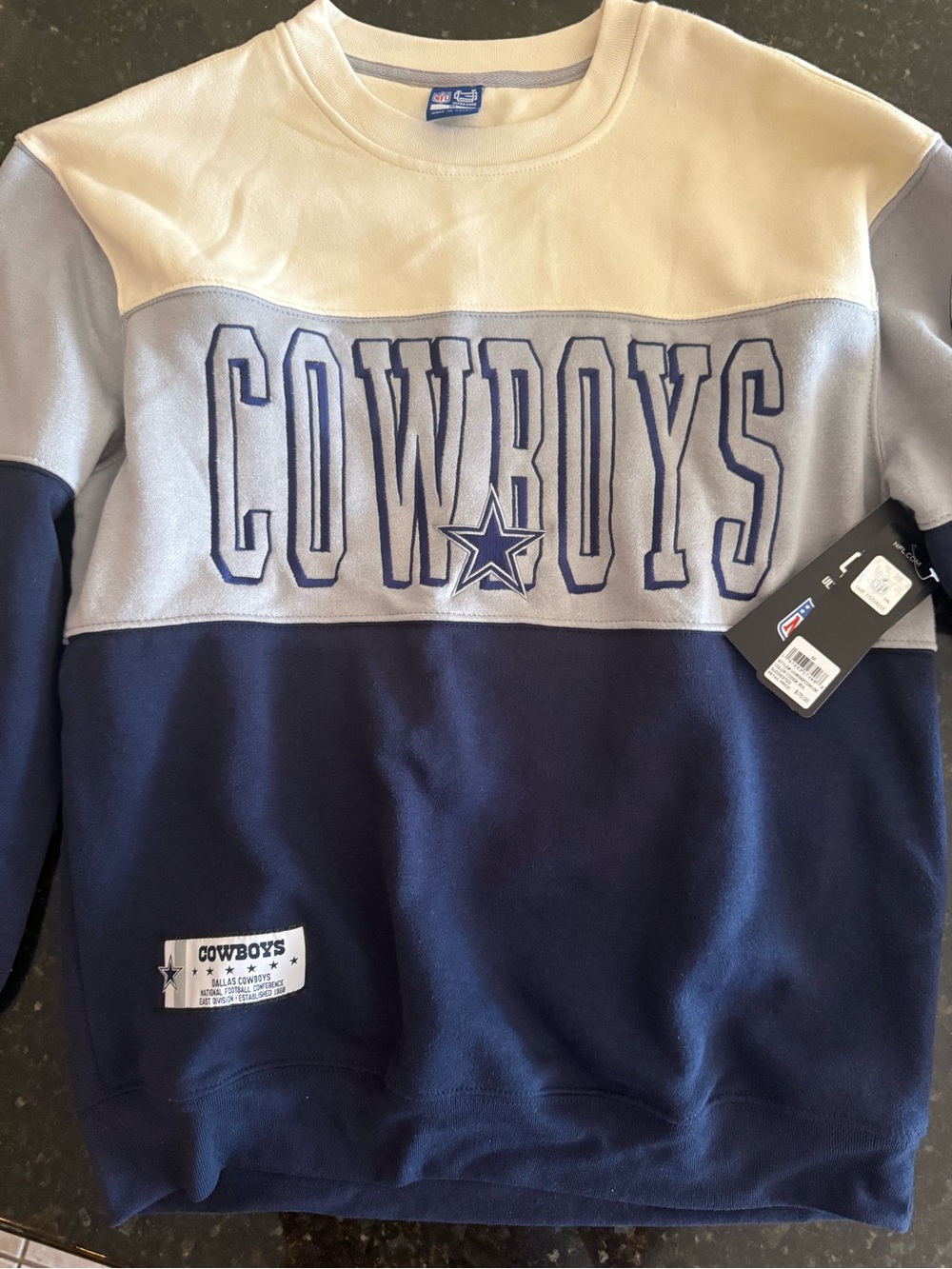 NFL Dallas Cowboys Crewneck Sweatshirt - Navy/Gray/Cream